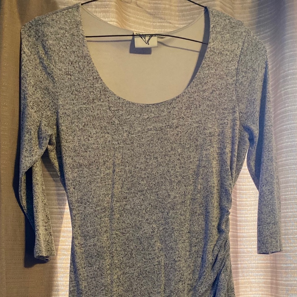 V neck Gray Dress w/ scrunch on the side